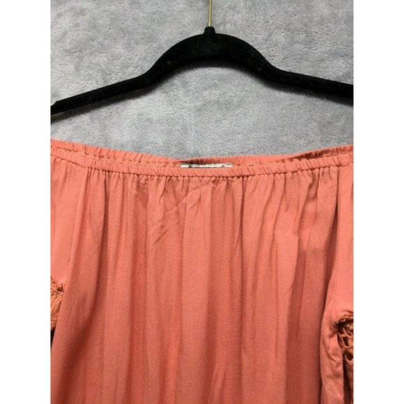IRIS Women Summer Mini Dress 100% Rayon Off The Shoulder Peach US S(4-6) - Picture 6 of 13